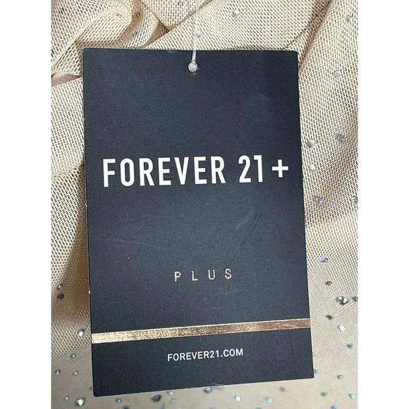 Forever 21 Beige Sequined Woven Dress Plus Size 0X NWT - Picture 11 of 12